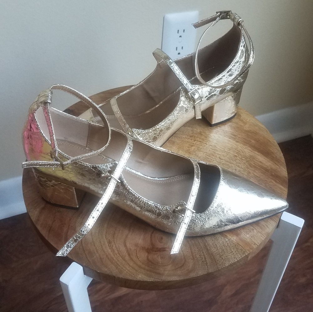 ASOS metallic chunky heels sz 11
